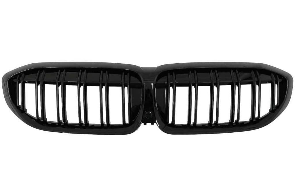 Βλησαρούλης Car Center - Central Kidney Grilles suitable for BMW 3 Series G20 Sedan G21 Touring (2019-up) Double Stripe M Design Piano Black