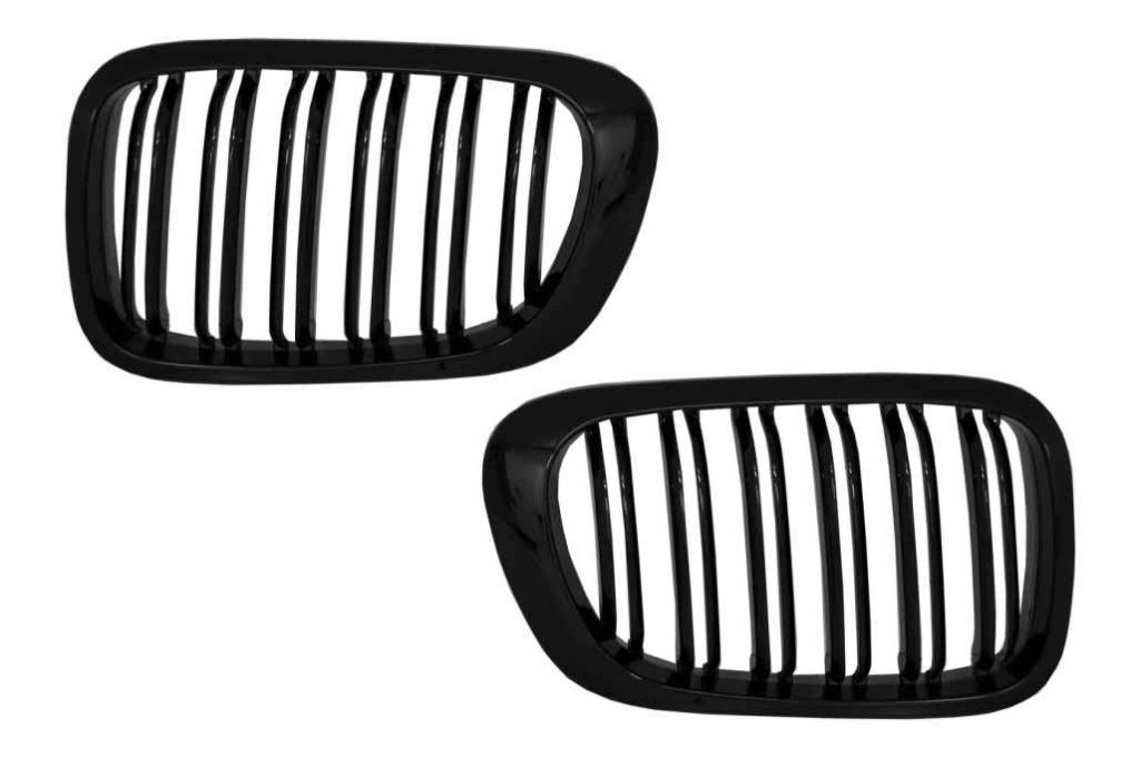 Βλησαρούλης Car Center - Central Kidney Grilles suitable for BMW 3 Series E46 Coupe Cabrio 2 Doors Non Facelift (1999-2002) Double Stripe M Design Piano Black