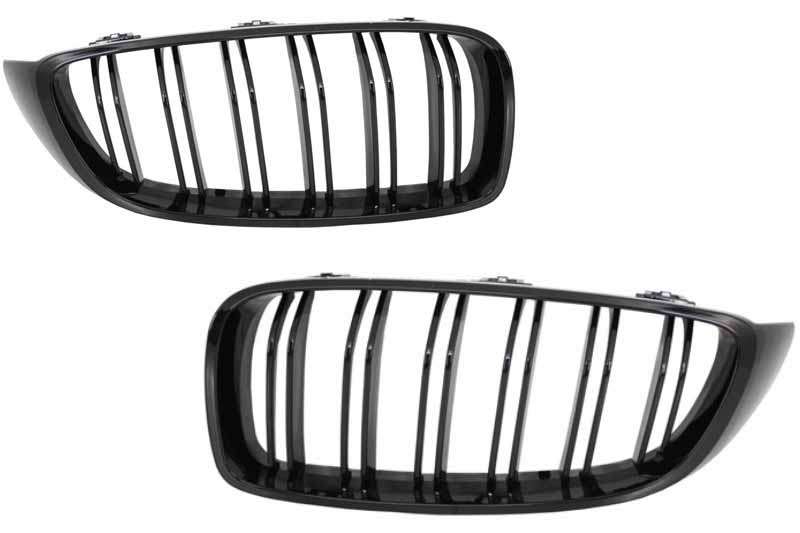 Βλησαρούλης Car Center - Central Kidney Grilles suitable for BMW 4 Series F32 F33 F36 (2013-03.2019) Double Stripe M Design Piano Black