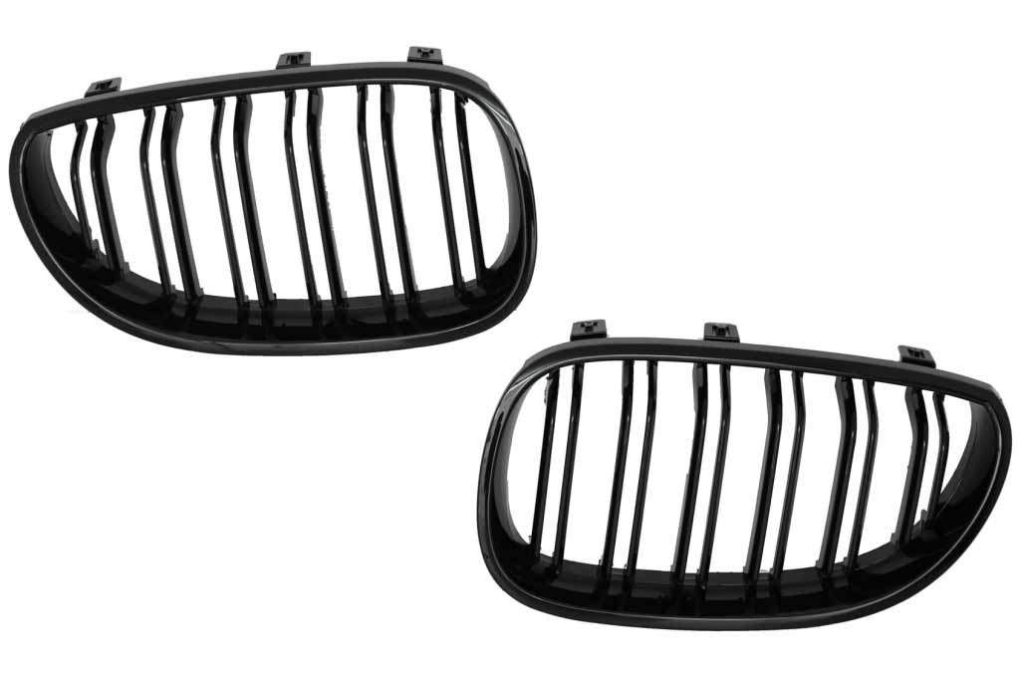 Βλησαρούλης Car Center - Central Kidney Grilles suitable for BMW 5 Series E60 E61 (2003-2009) Double Stripe M Design Piano Black