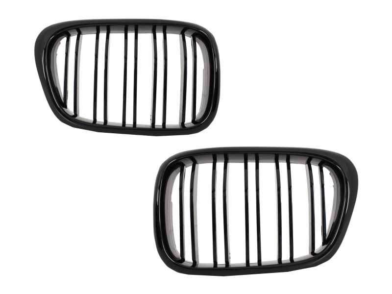 Βλησαρούλης Car Center - Central Kidney Grilles suitable for BMW E39 5 Series (1997-2003) Double Stripe M Design Piano Black
