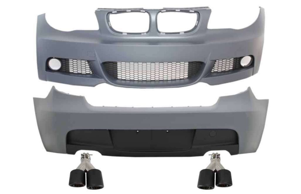 Βλησαρούλης Car Center - Complet Body Kit with Dual Exhaust Muffler Tips Carbon Fiber Matte suitable for BMW Series 1 E81 E87 Hatchback (2004-2011) M-Technik M Sport Design Without PDC