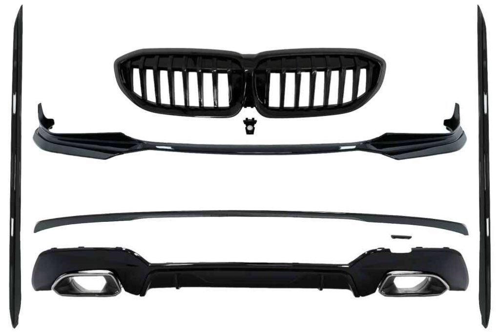Βλησαρούλης Car Center - Complete Body Kit Extensions suitable for BMW 3 Series G20 Sedan G21 Touring (2018-up) M340i Design Silver Tips