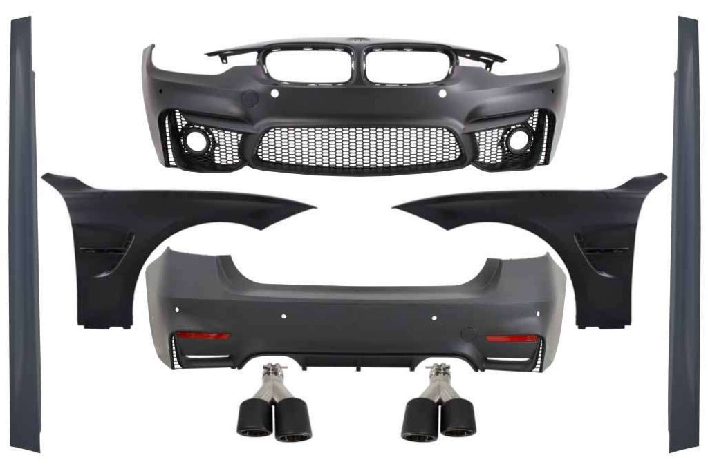 Βλησαρούλης Car Center - Complete Body Kit suitable for BMW 3 Series F30 (2011-2019) with Front Fenders and Exhaust Muffler Tips Carbon Fiber EVO II M3 CS Design