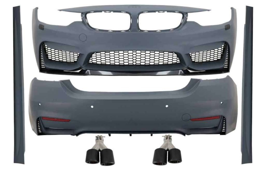 Βλησαρούλης Car Center - Complete Body Kit suitable for BMW 4 Series F32 F33 Coupe Cabrio (2013-2019) with Dual Twin Exhaust Muffler Tips Carbon Fiber M4 Design