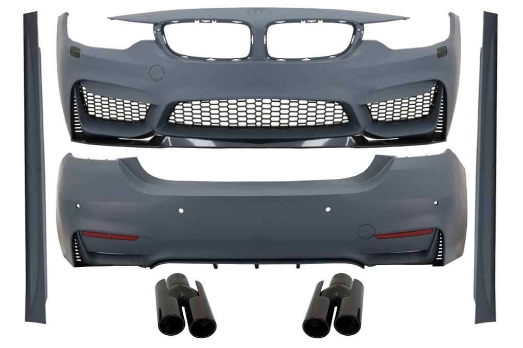 Βλησαρούλης Car Center - Complete Body Kit suitable for BMW 4 Series F32 Coupe F33 Cabrio (2013-2019) with Exhaust Muffler Tips Piano Black M4 Design
