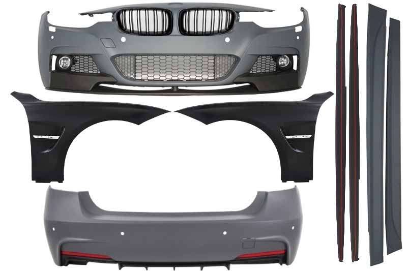 Βλησαρούλης Car Center - Complete Body Kit suitable for BMW F30 (2011+) M-Performance Design with Front Fenders and Central Grilles Piano Black