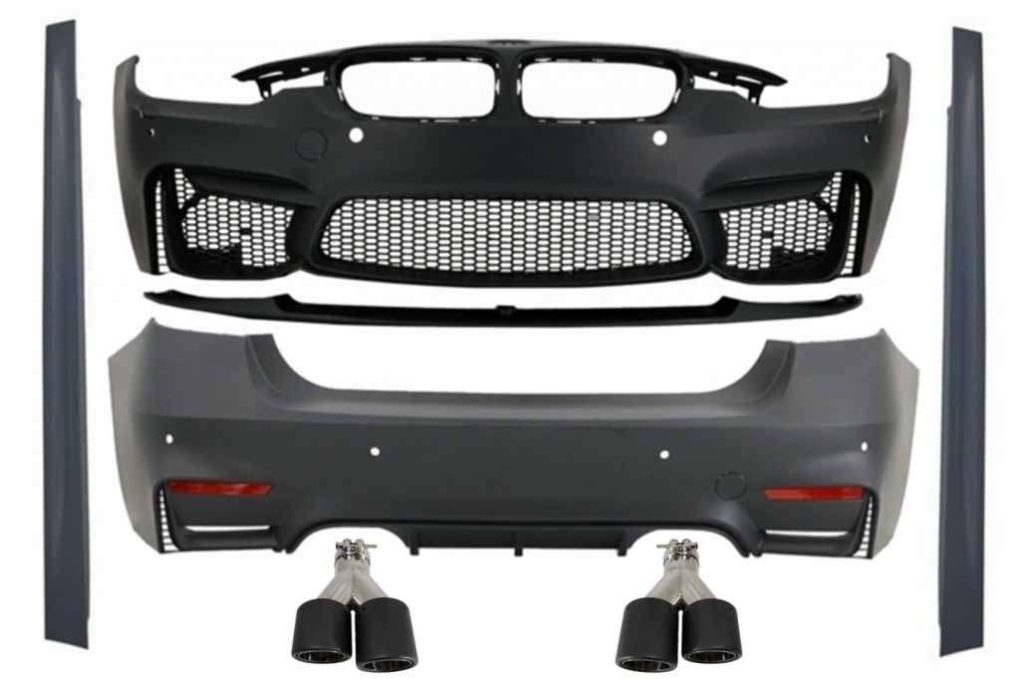 Βλησαρούλης Car Center - Complete Body Kit suitable for BMW F30 (2011-2019) with Dual Twin Exhaust Muffler Tips Carbon Fiber EVO II M3 CS Style Without Fog Lamps