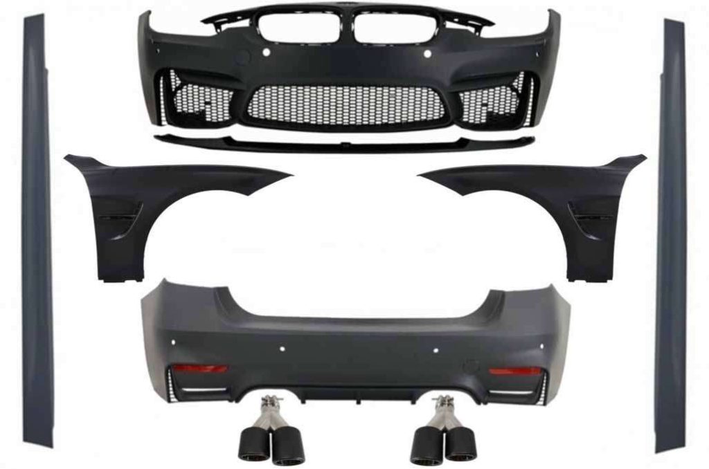 Βλησαρούλης Car Center - Complete Body Kit suitable for BMW F30 (2011-2019) with Front Fenders and Dual Twin Exhaust Muffler Tips Carbon Fiber EVO II M3 CS Style Without Fog Lamps