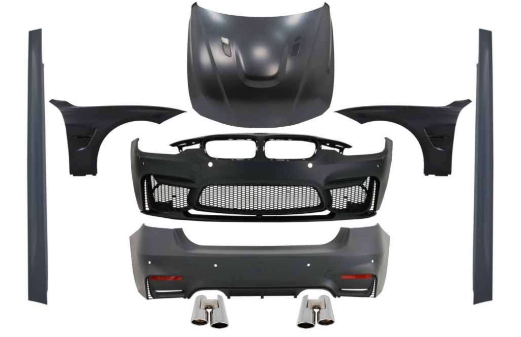 Βλησαρούλης Car Center - Complete Body Kit suitable for BMW F30 (2011-2019) EVO II M3 CS Style Without Fog Lamps with Front Fenders and Hood Bonnet & Tips Chrome