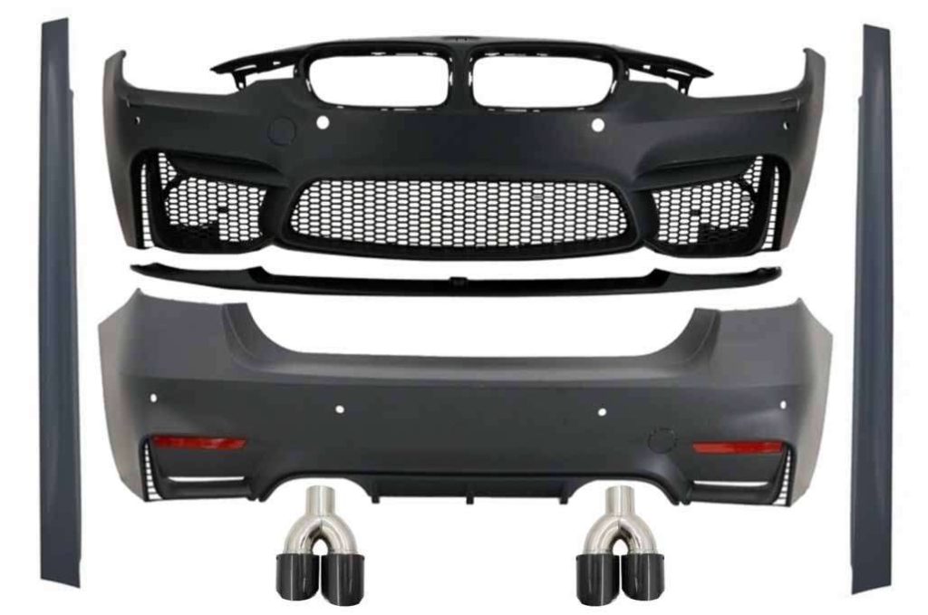 Βλησαρούλης Car Center - Complete Body Kit with Carbon Fiber Exhaust Muffler Tips suitable for BMW F30 (2011-2019) EVO II M3 CS Style Without Fog Lamps