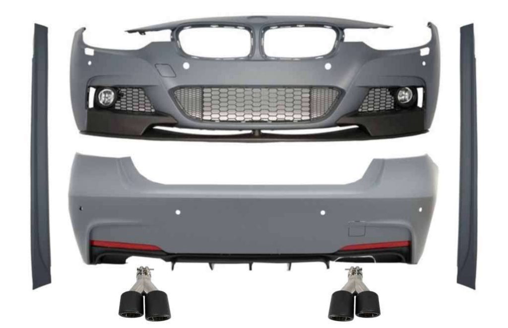 Βλησαρούλης Car Center - Complete Body Kit With Dual Twin Exhaust Muffler Tips Carbon Fiber Matte suitable for BMW 3 Series F30 (2011-2019) M-Performance Design