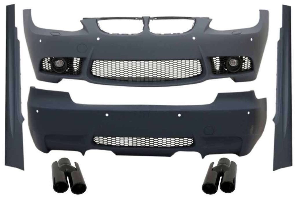 Βλησαρούλης Car Center - Complete Body Kit with Exhaust Muffler Tips Piano Black suitable for BMW 3 Series E92 Coupe E93 Cabrio Non-LCI (2006-2009) M3 Design