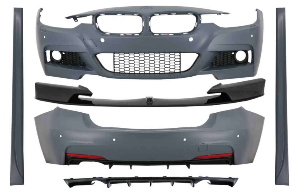 Βλησαρούλης Car Center - Complete Body Kit with Front Spoiler Splitter and Diffuser Double Outlet Single Exhaust suitable for BMW 3 Series F30 (2011-2019) M-Performance Design Carbon