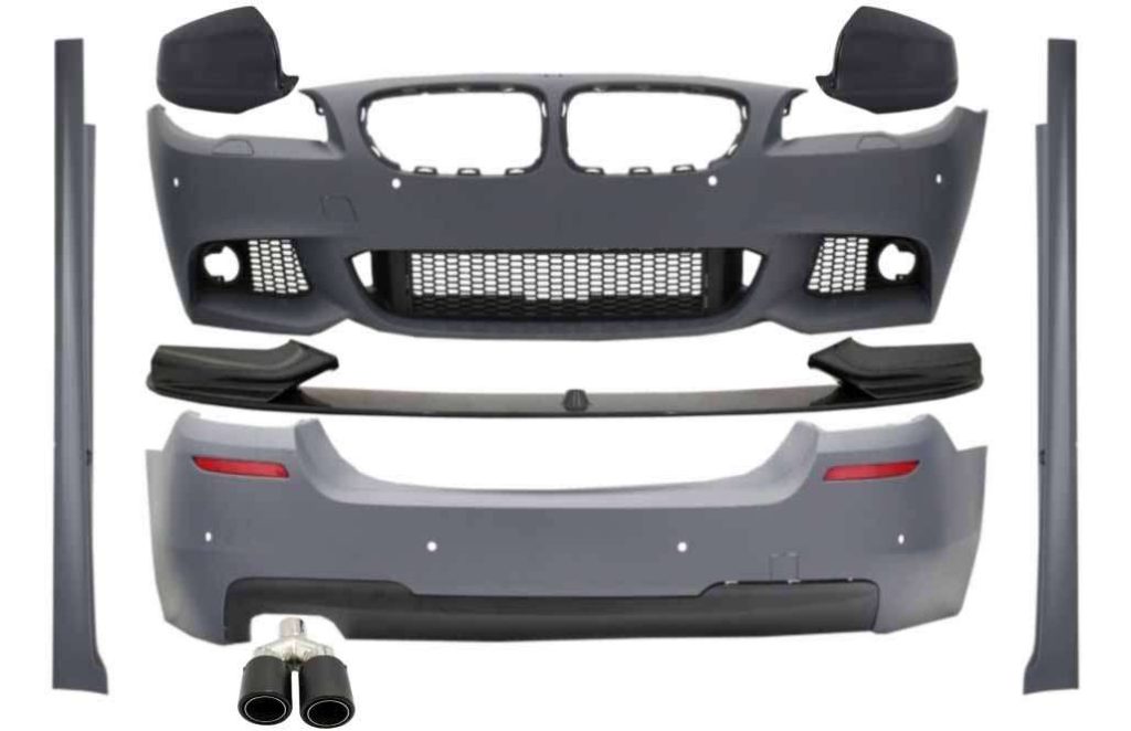 Βλησαρούλης Car Center - Complete Body Kit with Spoiler Lip and Mirror Covers Rear Carbon & Exhaust Muffler Tip Matte Carbon suitable for BMW 5 Series F10 Non LCI (2011-2014) M Design