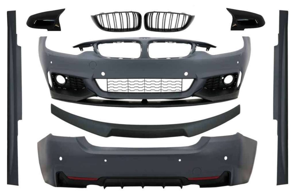 Βλησαρούλης Car Center - Complete Body Kit with Trunk Spoiler Matte Black and Mirror Covers  suitable for BMW 4 Series F32 Coupe (2013-03.2019) M Design