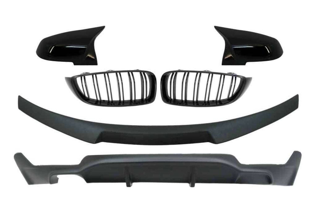 Βλησαρούλης Car Center - Conversion Package to M Performance Design Central Kidney Grilles With Trunk Spoiler and Mirror Covers suitable for BMW 4 Series Coupe F32 (2013-up) Air Diffuser Matte Black