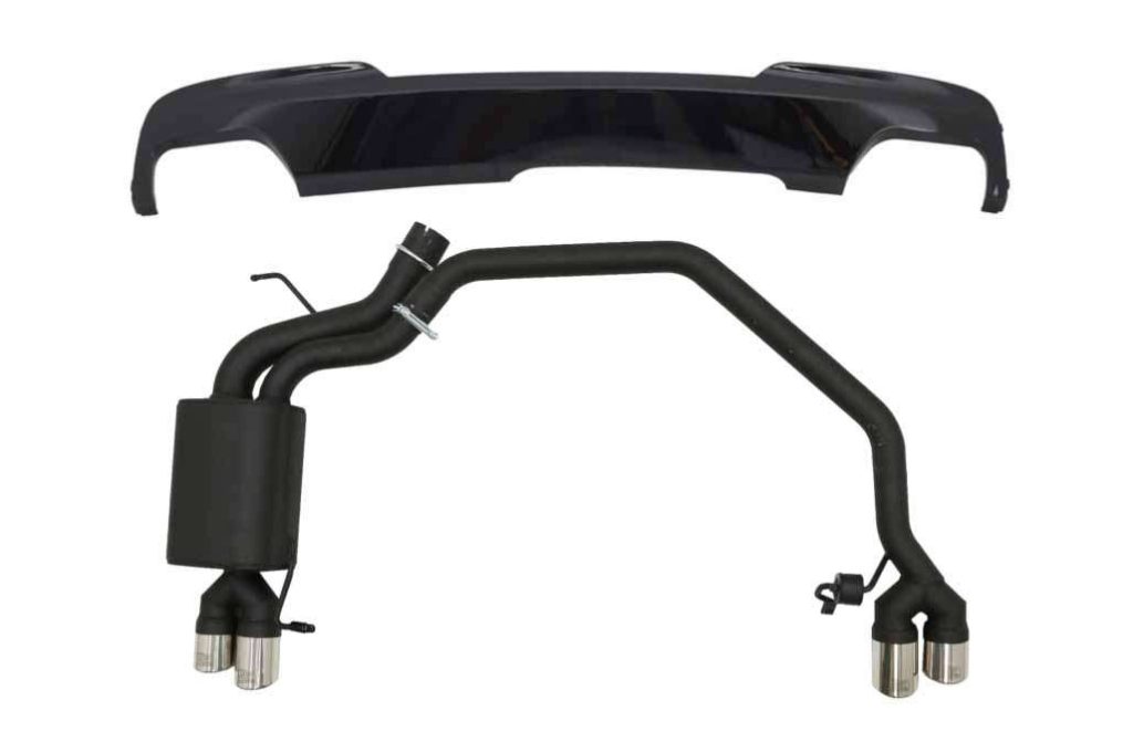 Βλησαρούλης Car Center - Diffuser Piano Black with Exhaust System Twin Double Exhaust Pipes suitable for BMW 5 Series F10 (2011-2016) 102-433/70RS