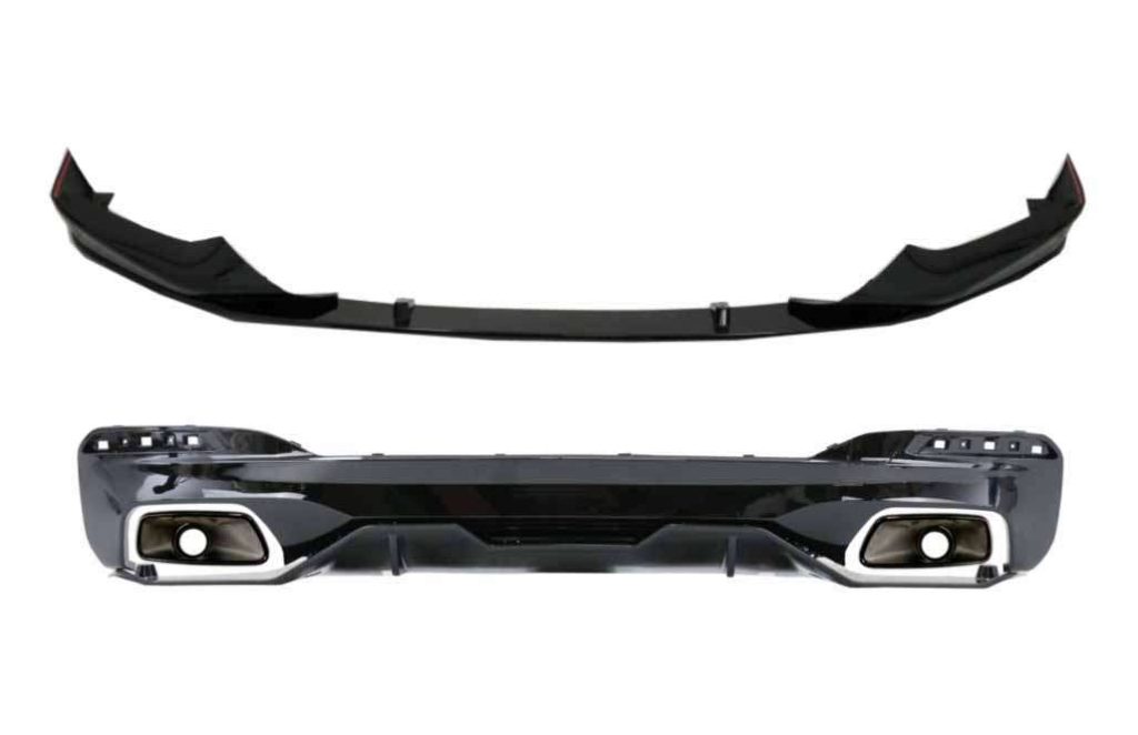 Βλησαρούλης Car Center - Diffuser With Exhaust Tips and Front Spoiler Lip suitable for BMW 5 Series G30 G31 Limousine Touring (2017-up) 540 M Performance Look Piano Black