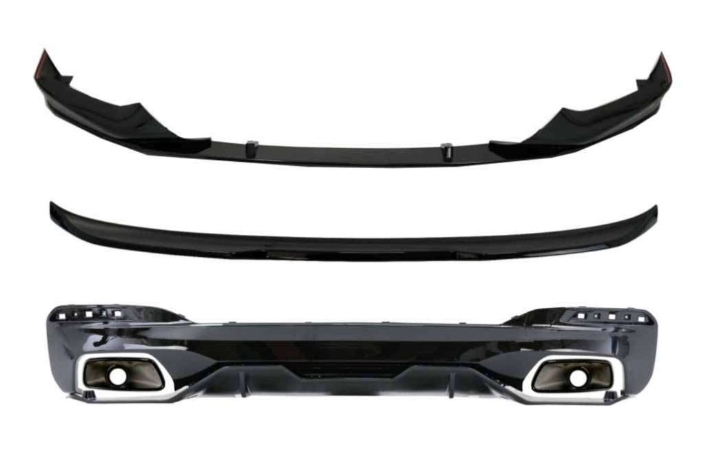 Βλησαρούλης Car Center - Diffuser With Exhaust Tips & Front Spoiler Lip and Trunk Boot Spoiler suitable for BMW 5 Series G30 Limousine (2017-up) 540 M Performance Look Piano Black