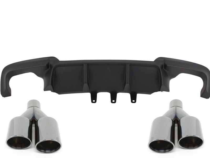 Βλησαρούλης Car Center - Double Outlet Air Diffuser suitable for BMW 5 Series F10 F11 (2011-2017) M Sport Design with Exhaust Muffler Tips Black