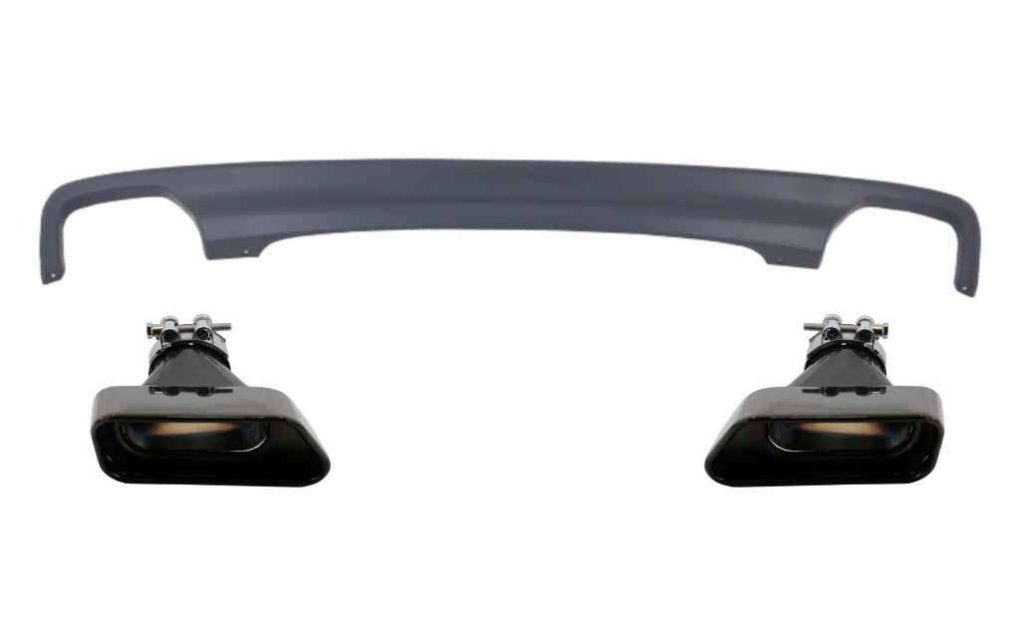 Βλησαρούλης Car Center - Double Outlet Air Diffuser suitable for BMW F10 F11 Sedan Touring 5 Series (2011-2017) 550i Design with Exhaust Muffler Tips Square Design