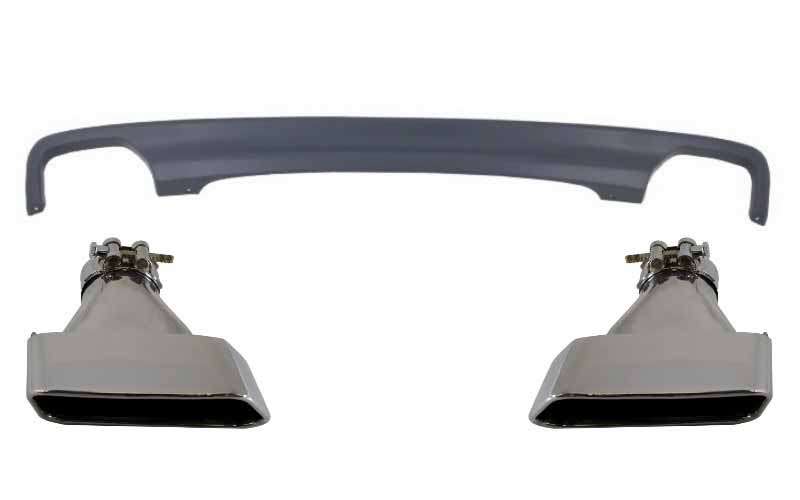 Βλησαρούλης Car Center - Double Outlet Air Diffuser suitable for BMW F10 F11 Sedan Touring 5 Series (2011-2017) 550i Design with Exhaust Muffler Tips Square