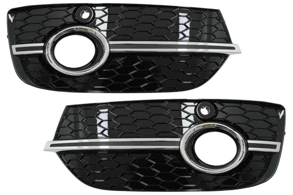 Βλησαρούλης Car Center - Fog Lamp Covers Side Grilles suitable for Audi Q3 8U (2011-2014) RS Design Piano Black Chrome