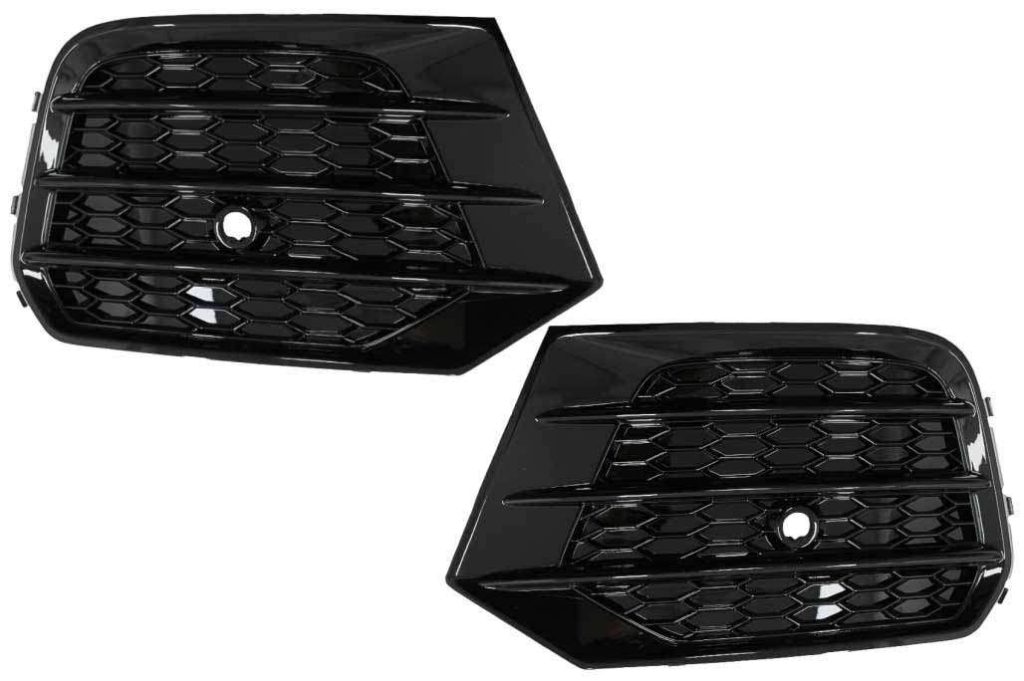 Βλησαρούλης Car Center - Fog Lamp Covers Side Grilles suitable for Audi Q3 8U Facelift (2014-2017) RS Design Piano Black