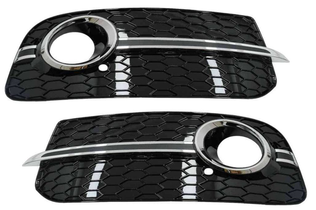 Βλησαρούλης Car Center - Fog Lamp Covers Side Grilles suitable for Audi Q5 SUV 8R Facelift (2012-2016) RS Design Black & Chrome