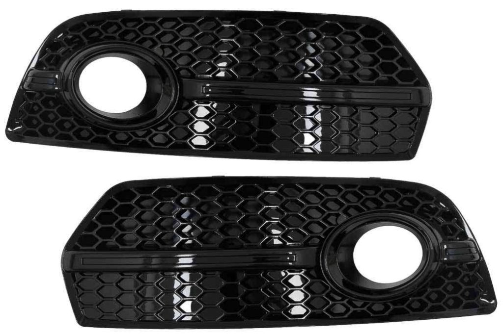 Βλησαρούλης Car Center - Fog Lamp Covers Side Grilles suitable for Audi Q5 SUV 8R (2008-2011) RS Design Piano Black