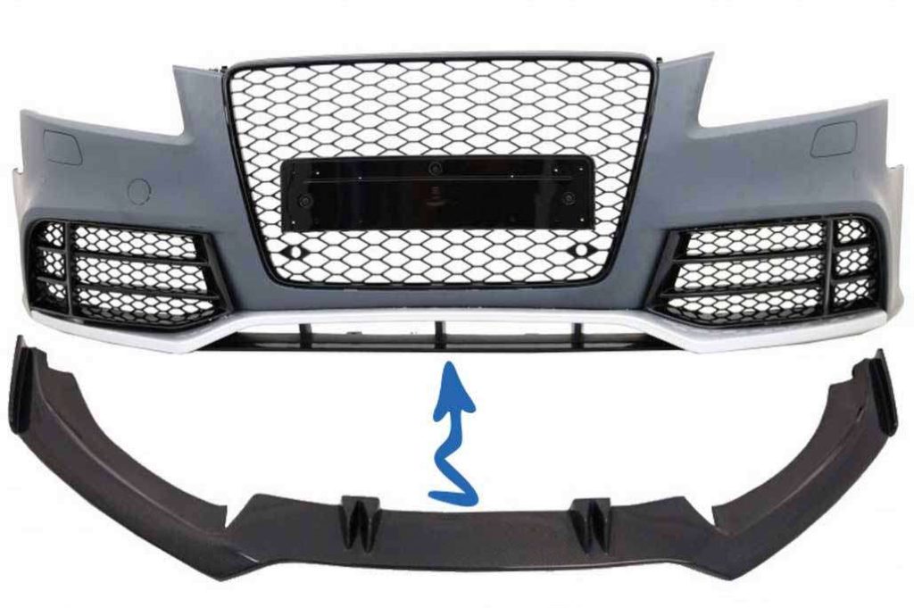 Βλησαρούλης Car Center - Front Bumper Add-On Spoiler Lip suitable for AUDI A5 8T RS5 (2008-2016) Real Carbon