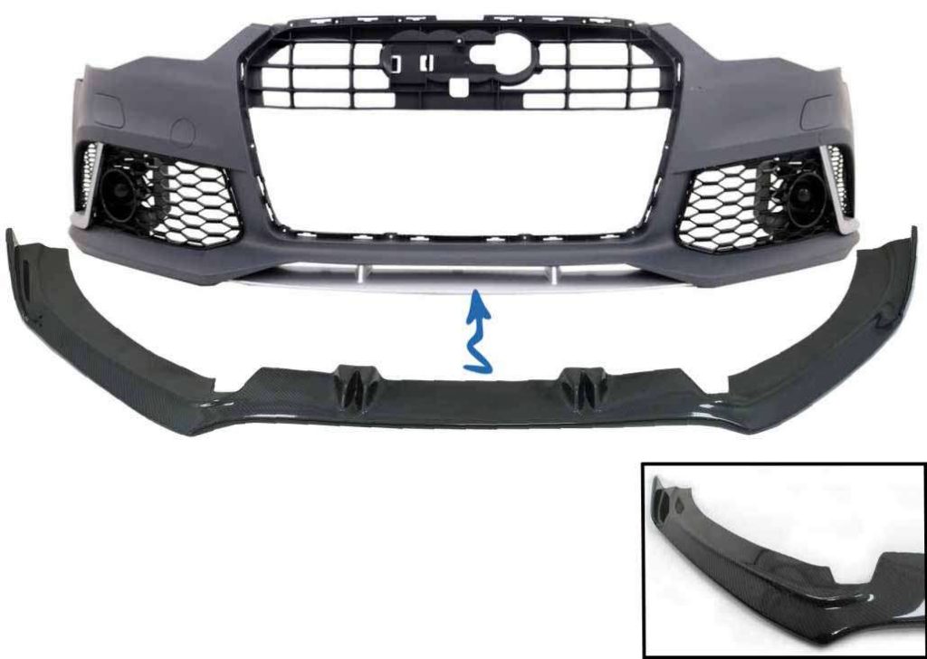 Βλησαρούλης Car Center - Front Bumper Add-On Spoiler Lip suitable for Audi A6 C7 4G RS6 (2011-2018) Real Carbon