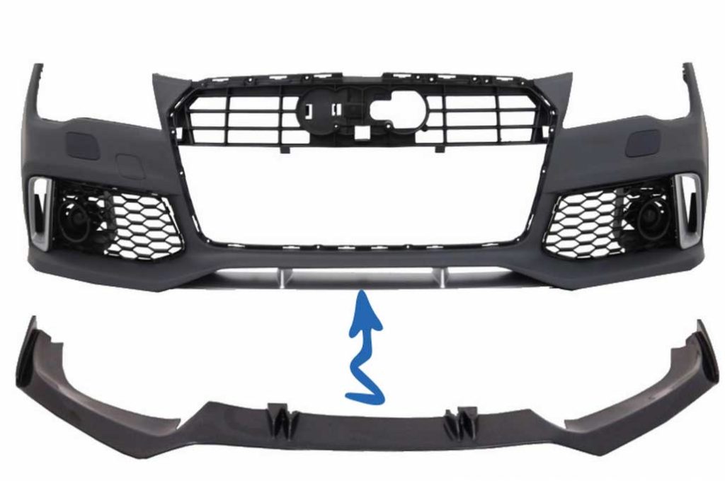 Βλησαρούλης Car Center - Front Bumper Add-On Spoiler Lip suitable for Audi A7 RS7 4G (2010-2018) Real Carbon