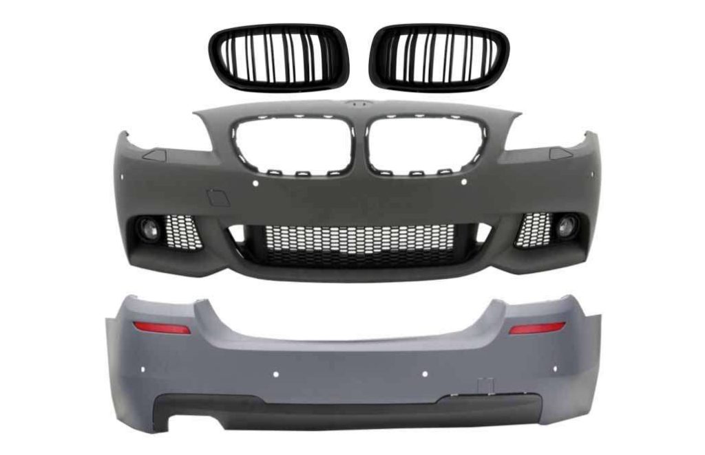 Βλησαρούλης Car Center - Front Bumper and Rear Bumper with Central Grilles Kidney suitable for BMW 5 Series F10 (2011-2013) M-Technik Design