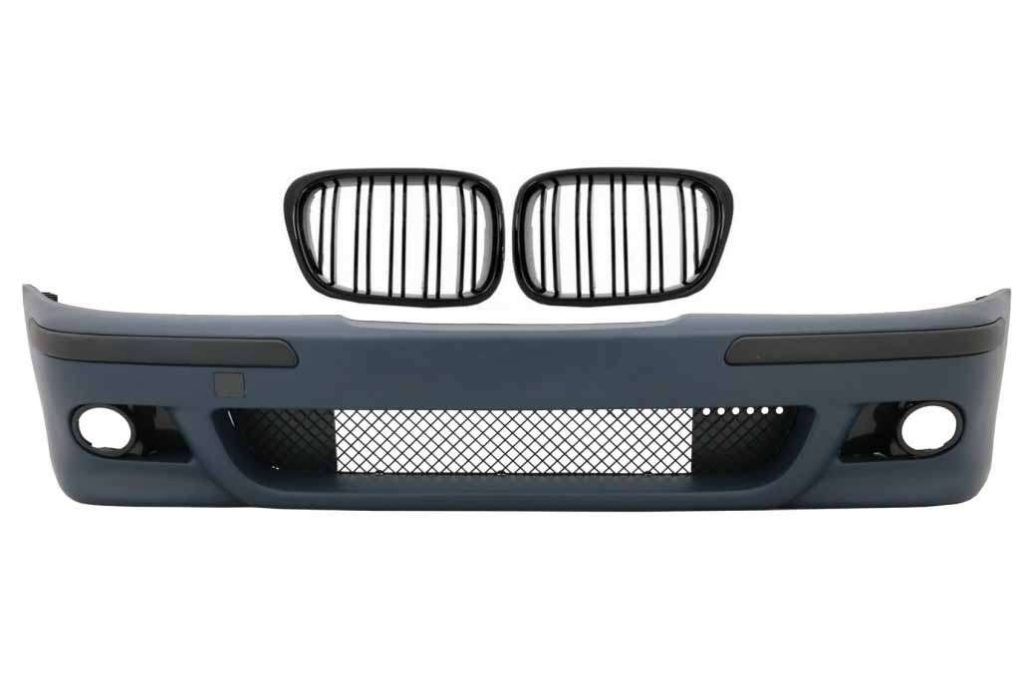 Βλησαρούλης Car Center - Front Bumper Central Grilles Double Stripe Piano Black suitable for BMW 5 Series E39 (1995-2003) M5 Look
