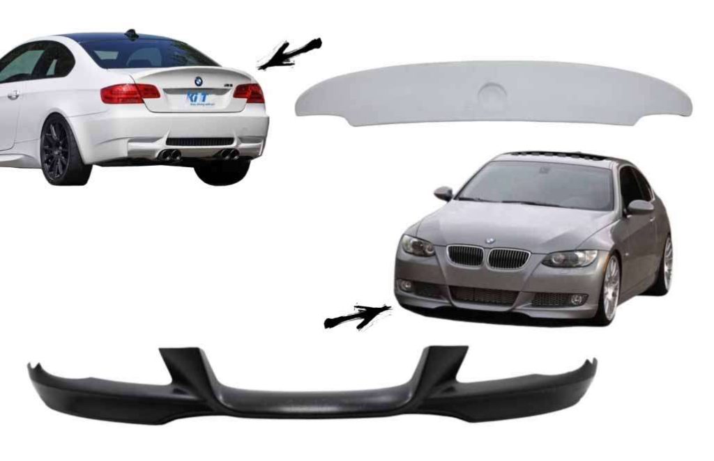 Βλησαρούλης Car Center - Front Bumper Lip and Rear Trunk Spoiler Lid suitable for BMW 3 Series E92/E93 (2007-2009) Coupe Cabrio M-Tech Sport CLS Design