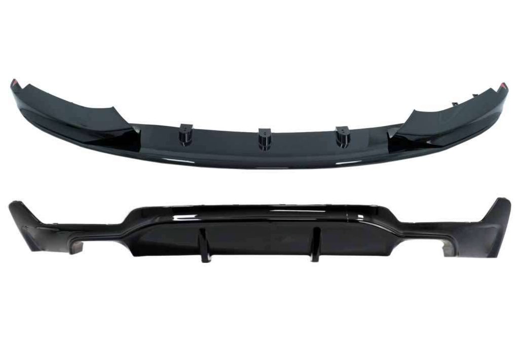 Βλησαρούλης Car Center - Front Bumper Spoiler Lip suitable for BMW 4 Series F32 F33 F36 Coupe Cabrio Grand Coupe (2013-03.2019) with Rear Bumper Diffuser Twin Double Outlet M-Performance