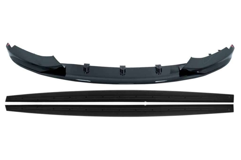 Βλησαρούλης Car Center - Front Bumper Spoiler Lip suitable for BMW 4 Series F32 F33 F36 Coupe Cabrio Grand Coupe (2013-03.2019) with Side Skirts Add-on Lip Extensions M-Performance Black