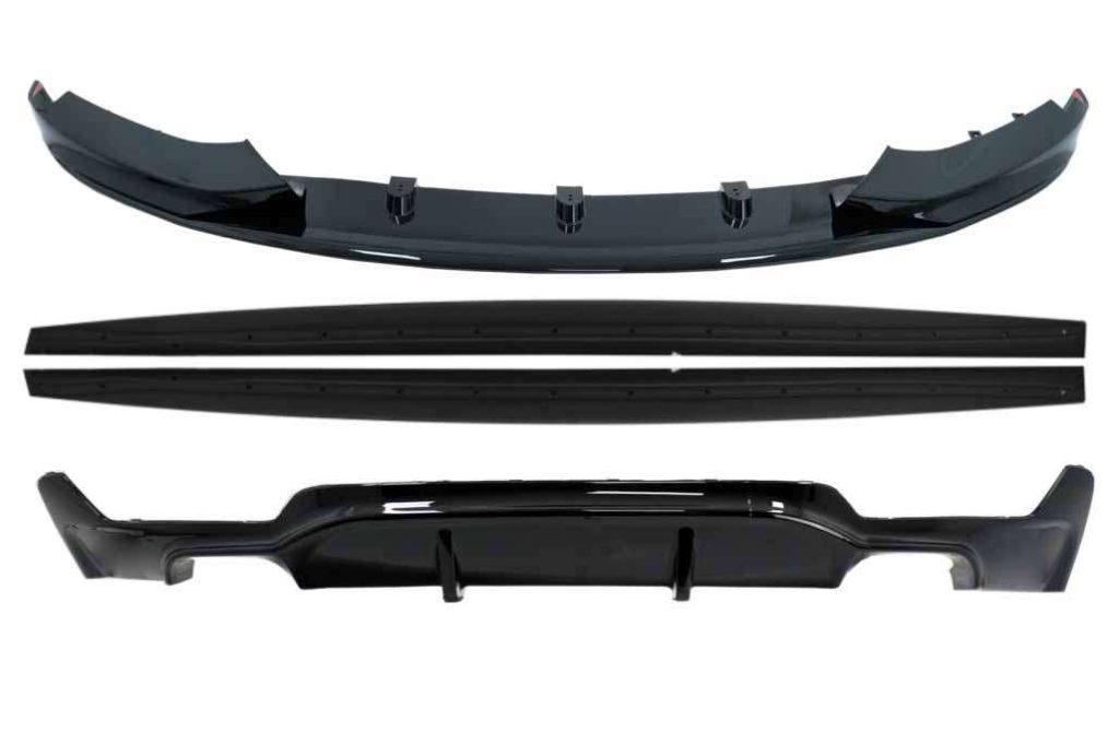 Βλησαρούλης Car Center - Front Bumper Spoiler Lip suitable for BMW 4 Series F32 F33 F36 Coupe Cabrio Grand Coupe (2013-03.2019) with Side Skirts Add-on Lip Extensions and Rear Bumper Diffuser Twin Double Outlet M-Performance