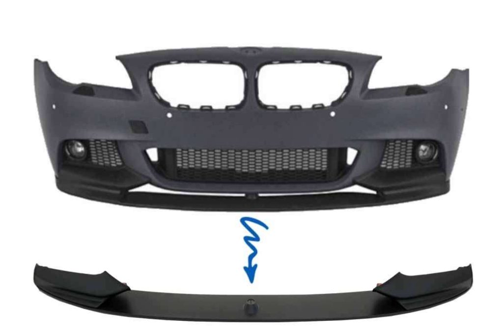 Βλησαρούλης Car Center - Front Bumper Spoiler Lip suitable for BMW 5 Series F10 F11 Sedan Touring (2011-2017) M-Performance Design Matte Black