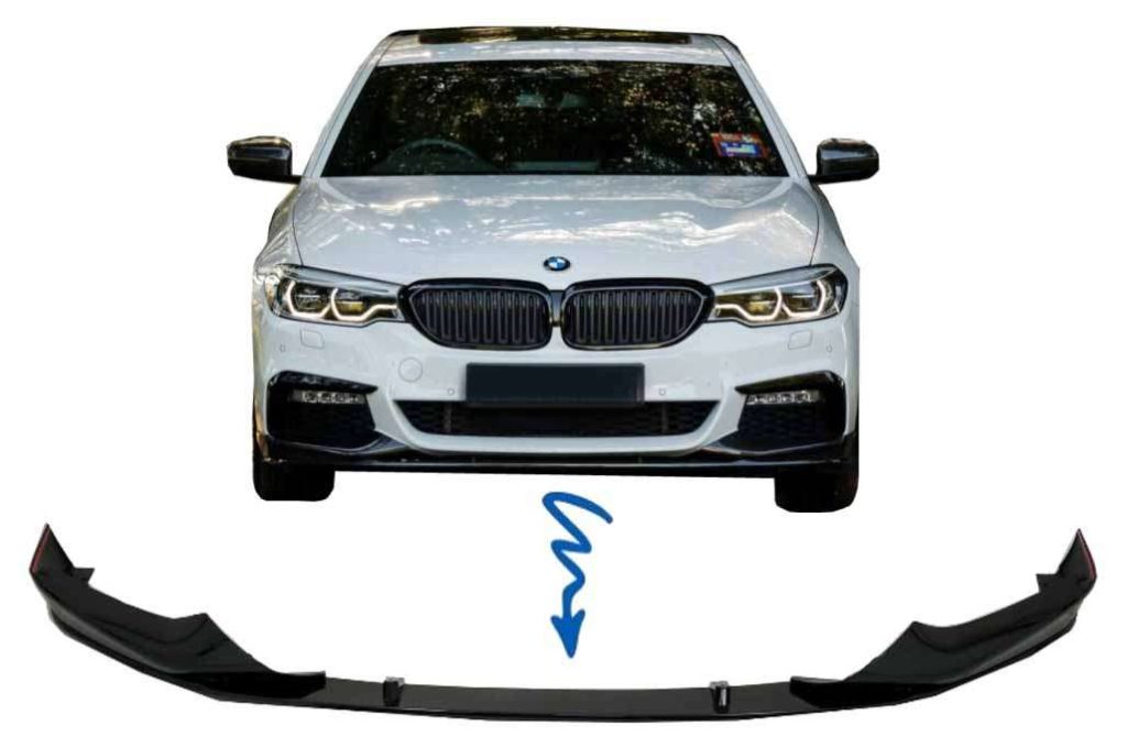 Βλησαρούλης Car Center - Front Bumper Spoiler Lip suitable for BMW 5 Series G30 Limousine G31 Touring (2017-2019) M Sport Design Piano Black