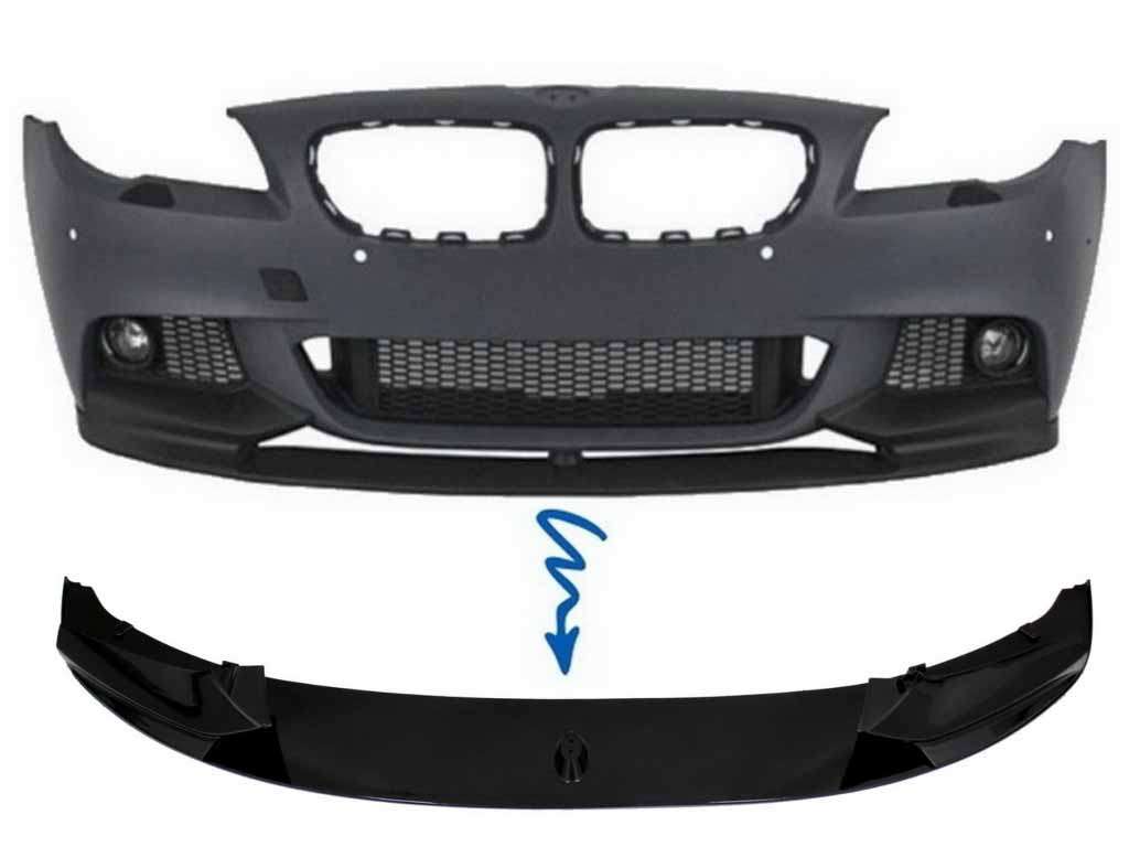 Βλησαρούλης Car Center - Front Bumper Spoiler Lip suitable for BMW 5 Series F10 F11 Sedan Touring (2011-2017) M-Performance Piano Black
