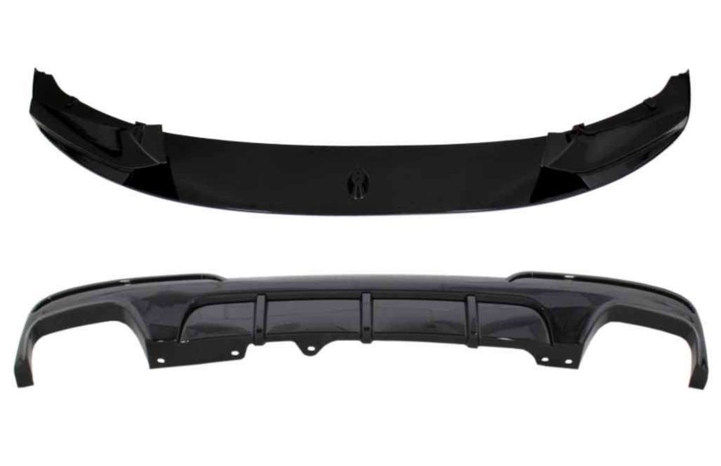 Βλησαρούλης Car Center - Front Bumper Spoiler Lip suitable for BMW 5 Series F10 F11 (2011-2017) with Double Outlet Air Diffuser M-Performance Piano Black