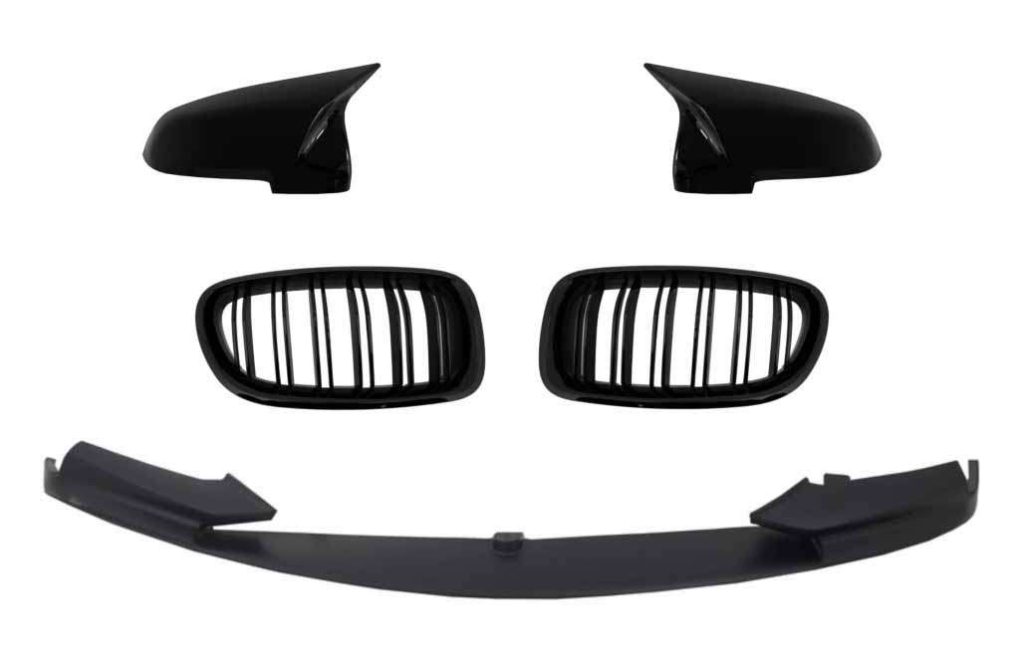 Βλησαρούλης Car Center - Front Bumper Spoiler Lip with Mirror Covers and Grilles Piano Black suitable for BMW 5 Series F10 F11 Sedan Touring (2015-2017) M-Performance Design
