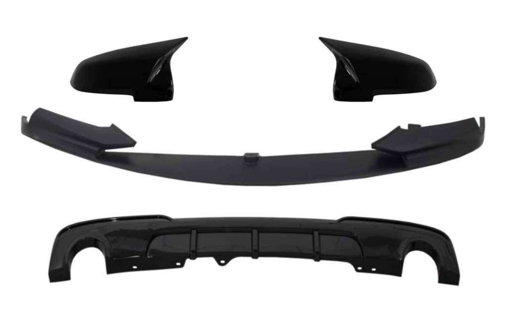 Βλησαρούλης Car Center - Front Bumper Spoiler Lip with Mirror Covers and Double Outlet Single Exhaust Diffuser suitable for BMW 5 Series F10 F11 Sedan Touring (2015-2017) M-Performance Design