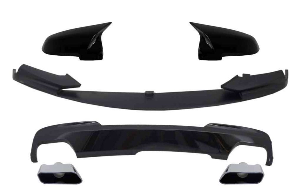 Βλησαρούλης Car Center - Front Bumper Spoiler Lip with Mirror Covers and Diffuser &  Exhaust Muffler Tips suitable for BMW 5 Series F10 F11 Sedan Touring (2015-2017) M-Performance Design