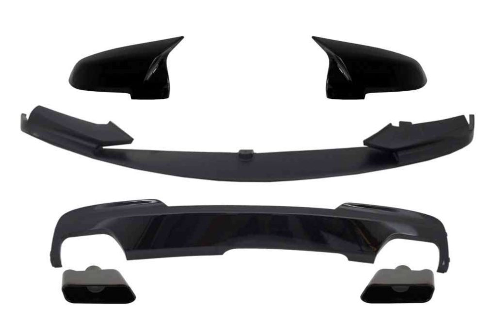 Βλησαρούλης Car Center - Front Bumper Spoiler Lip with Mirror Covers and Diffuser &  Exhaust Muffler Tips Black suitable for BMW 5 Series F10 F11 Sedan Touring (2015-2017) M-Performance Design