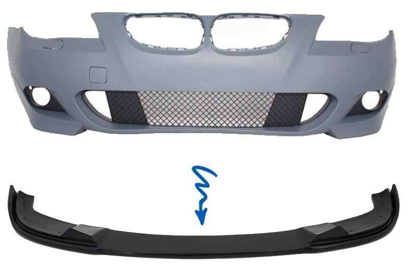 Βλησαρούλης Car Center - Front Bumper Spoiler Splitter Addon Valance Lip suitable for BMW 5 Series E60/E61 M-Technik (2004-2011) HM Style