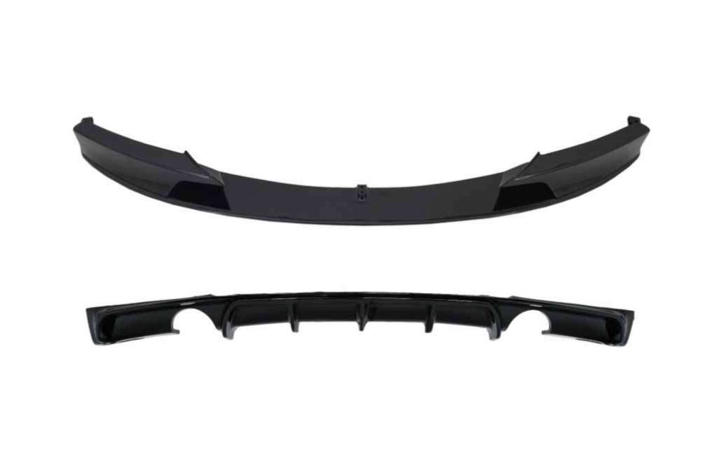Βλησαρούλης Car Center - Front Bumper Spoiler with Rear Diffuser Double Outlet for Single Exhaust suitable for BMW 3 Series F30 F31 (2011-2019) M Performance Design Piano Black